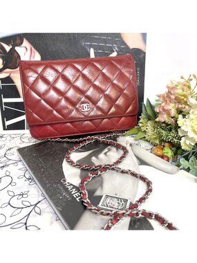 Chanel Chain Wallet Quilted Deep